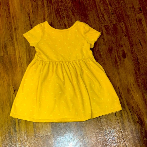 Cat & Jack Dresses Cat Jack 3t Mustard Dress With Small White Hearts Like New Perfect